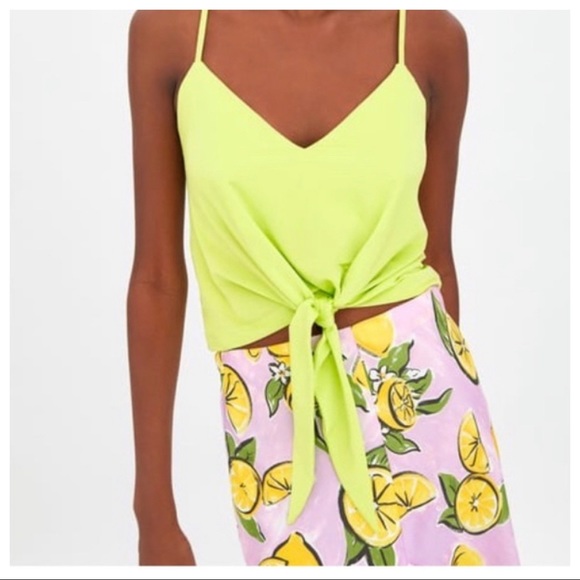 Zara Tops - Zara Neon Tie Front Tank Top